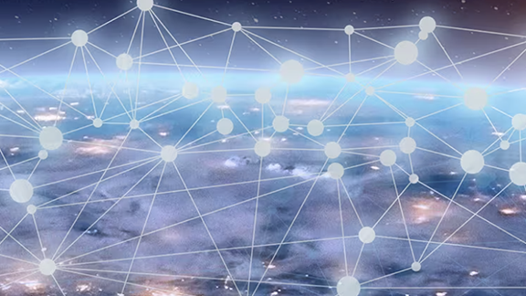 A network of white dots and lines